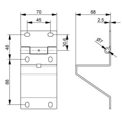 Universalt sideh�ngsel til ledhejseporte 